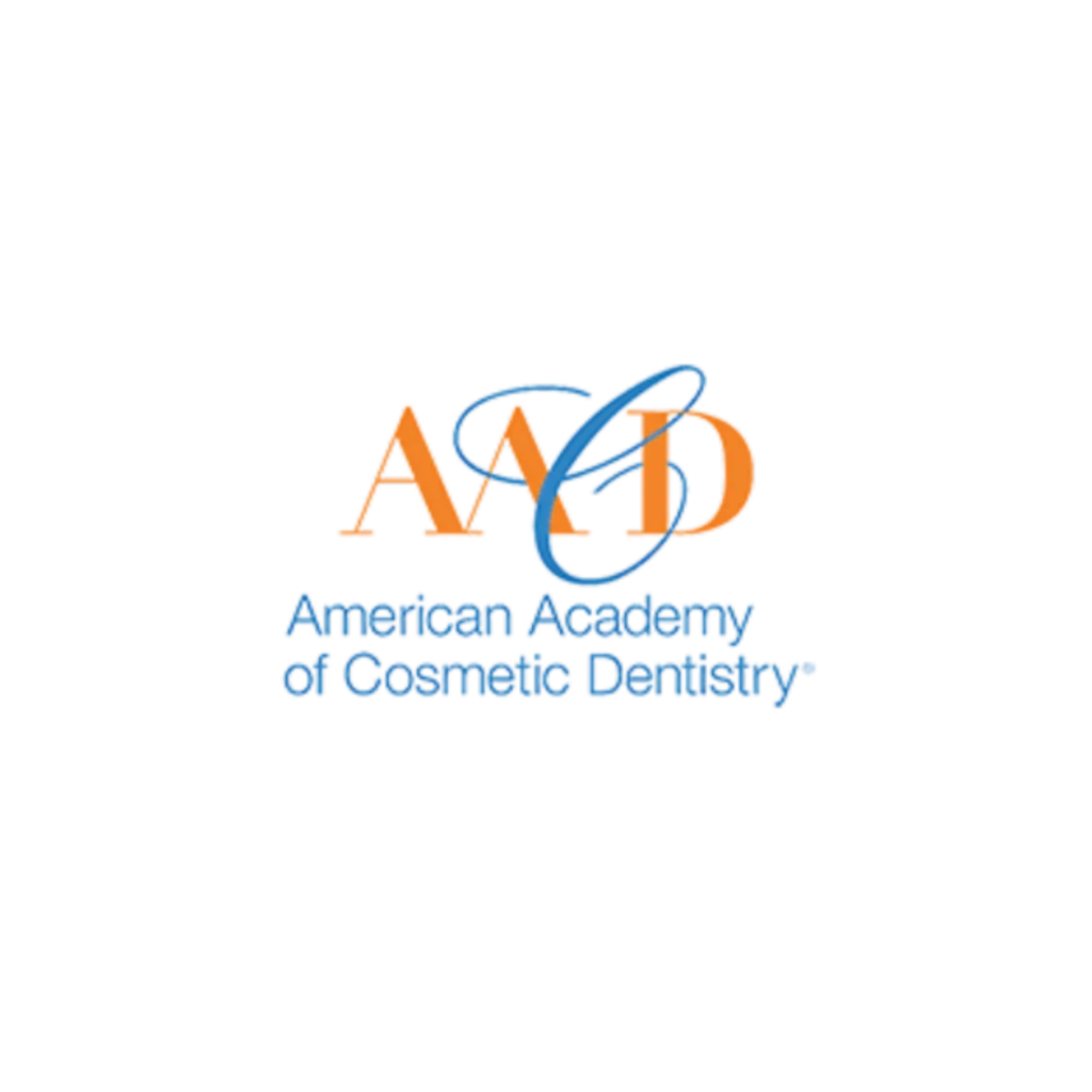 Logo of the American Academy of Cosmetic Dentistry features "AACD" in interlocking letters, with the name below in blue, blending professionalism and care.