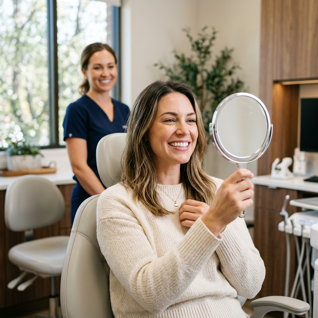 Porcelain veneer results at Aesthetic Dental Centers in Hackensack and Ridgefield Park, NJ.